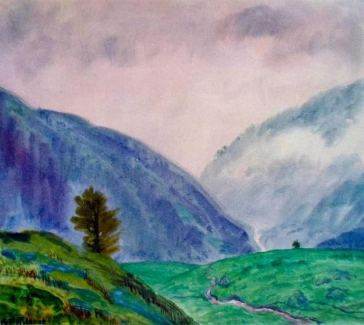 Lauchernalp, Ausblick mit Nebel