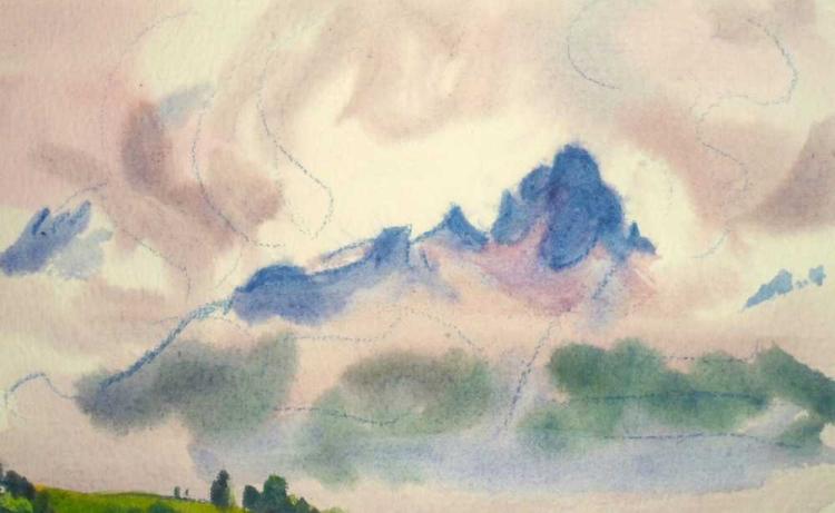 Berge in Wolken